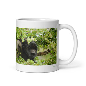 11 oz. white ceramic howler monkey mug showing a howler monkey in its natural habitat