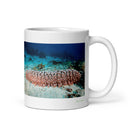 11 oz. white ceramic sea cucumber mug showing a sea cucumber in its natural habitat