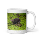 11 oz. white ceramic shrew mug showing a shrew in its natural habitat