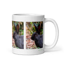 11 oz. white ceramic riverine rabbit mug showing a riverine rabbit in its natural habitat