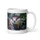 11 oz. white ceramic otter mug showing an otter in its natural habitat