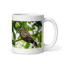 11 oz. white ceramic whippoorwill mug showing a whippoorwill in its natural habitat
