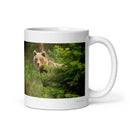 11 oz. white ceramic bear mug showing a bear in its natural habitat