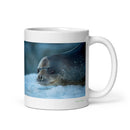 11 oz. white ceramic seal mug showing a seal in its natural habitat
