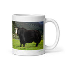 11 oz. white ceramic yak mug showing a yak in its natural habitat