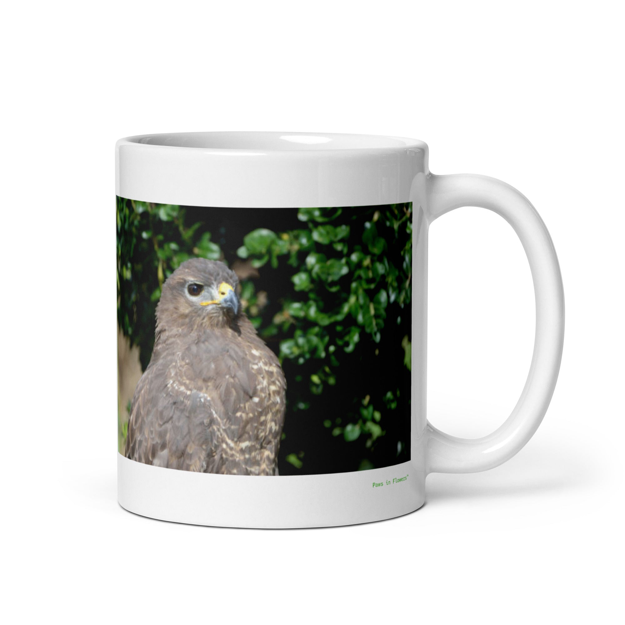 11 oz. white ceramic buzzard mug showing a buzzard in its natural habitat