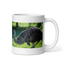 11 oz. white ceramic emu mug showing an emu in its natural habitat