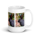15 oz. white ceramic riverine rabbit mug showing a riverine rabbit in its natural habitat