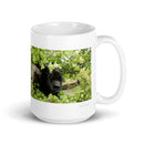 15 oz. white ceramic howler monkey mug showing a howler monkey in its natural habitat