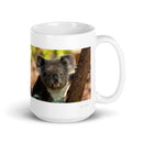 15 oz. white ceramic koala mug showing a koala in its natural habitat