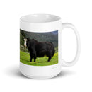 15 oz. white ceramic yak mug showing a yak in its natural habitat