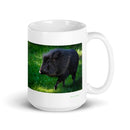15 oz. white ceramic peccary mug showing a peccary in its natural habitat