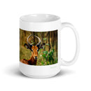15 oz. white ceramic impala mug showing an impala in its natural habitat
