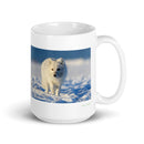 15 oz. white ceramic arctic fox mug showing an arctic fox in its natural habitat