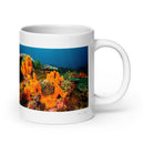 20 oz. white ceramic sponge animal mug showing a sponge animal in its natural habitat