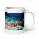 20 oz. white ceramic sea cucumber mug showing a sea cucumber in its natural habitat