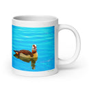 20 oz. white ceramic Egyptian goose mug showing an Egyptian goose in its natural habitat