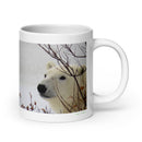20 oz. white ceramic polar bear mug showing a polar bear in its natural habitat