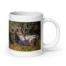20 oz. white ceramic kudu mug showing a kudu in its natural habitat