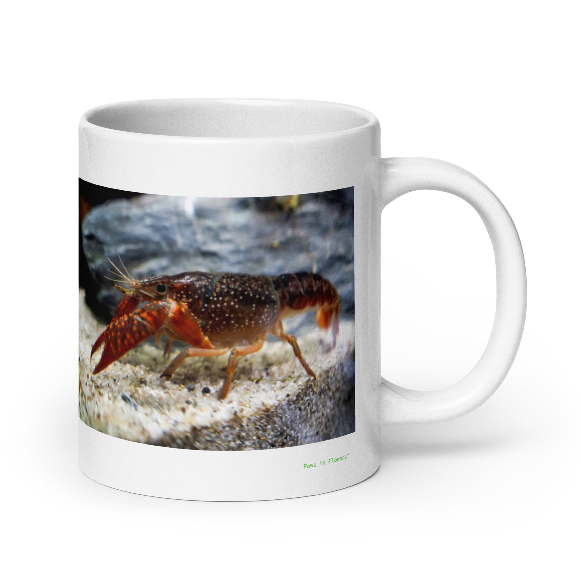 20 oz. white ceramic lobster mug showing a lobster in its natural habitat