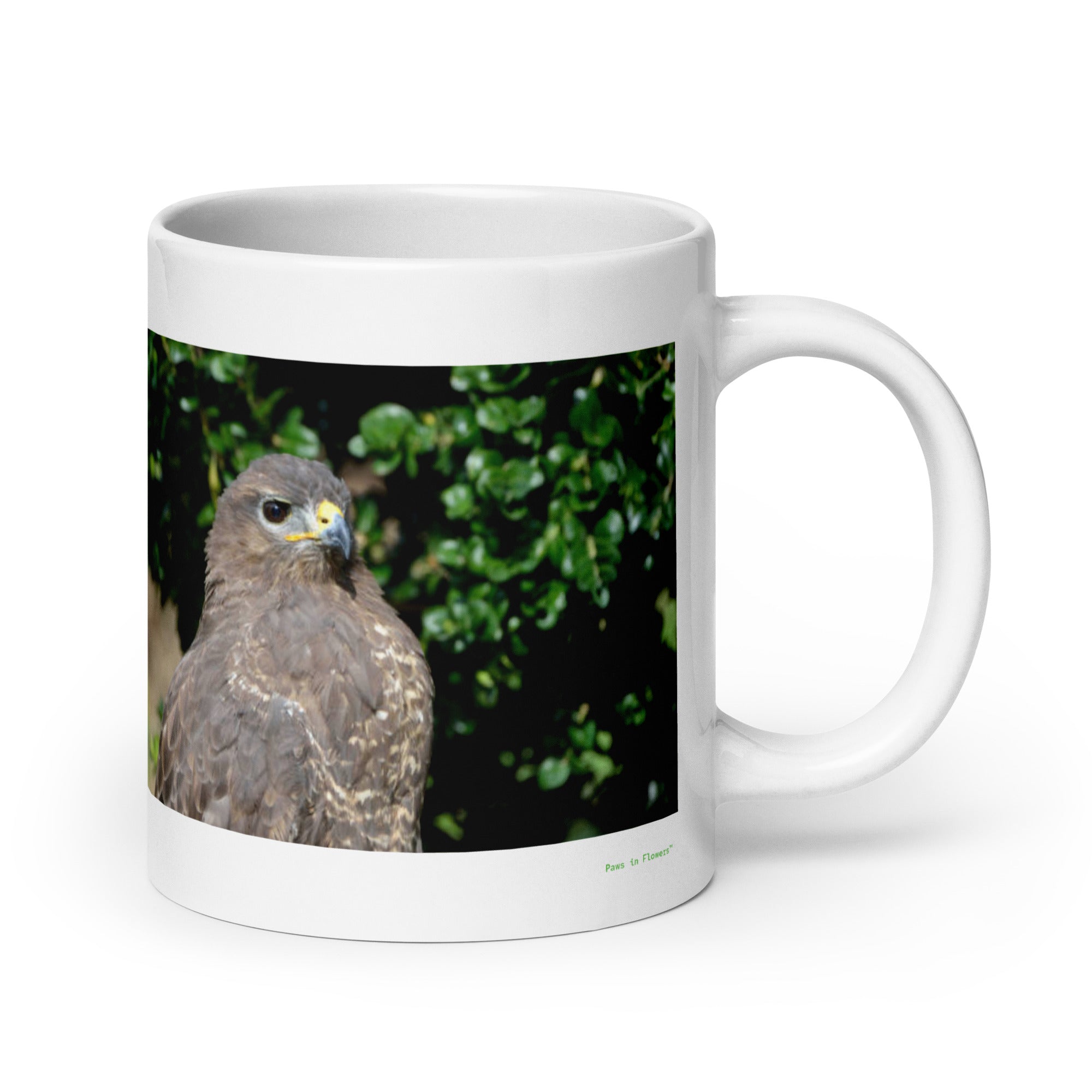 20 oz. white ceramic buzzard mug showing a buzzard in its natural habitat